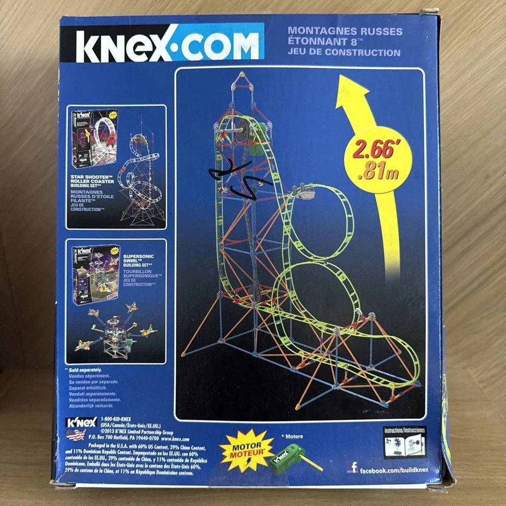 K'NEX Amazin' 8 Roller Coaster Building Motorized Construction Toy #13409 Box Da